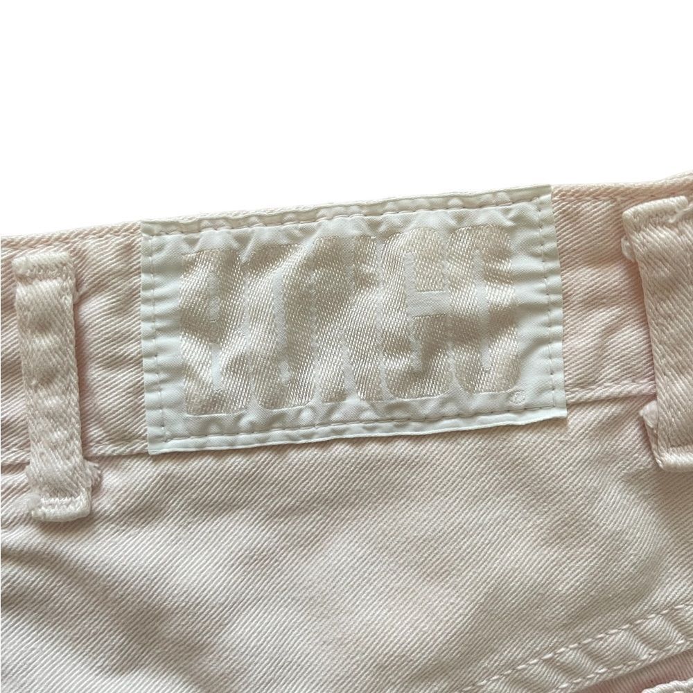 80s 90s retro pink ruffle blue jean miniskirt - Picture 5 of 7
